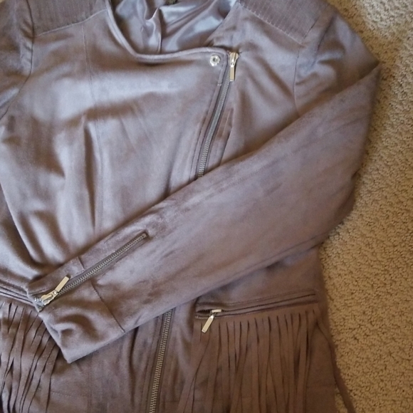 Madison Michelle faux suede fringe moto jacket M - Picture 3 of 8